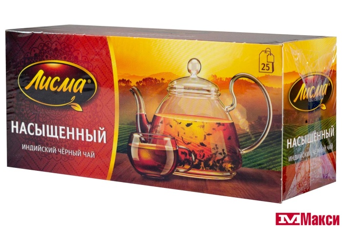 ЧАЙ "ЛИСМА" ИНДИЙСКИЙ НАСЫЩЕННЫЙ ЧЕРНЫЙ 25 ПАКЕТИКОВ (МАЙ)