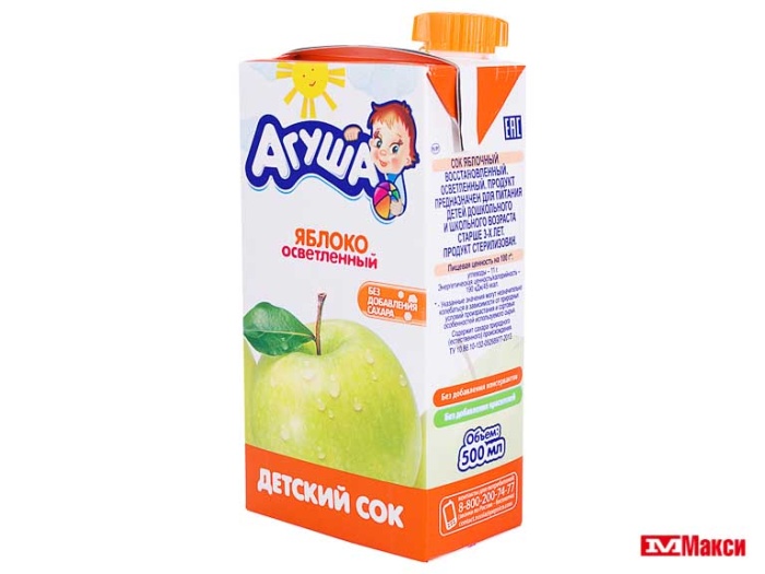 сок "агуша" в ассортименте 500мл пакет (вимм-билль-данн) (детское питание)(яблоко осветл.)