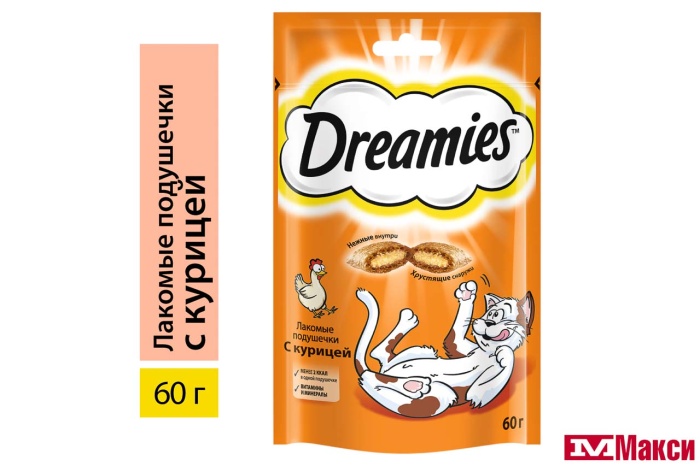 ЛАКОМСТВО ДЛЯ КОШЕК "DREAMIES" 60Г(с курицей)