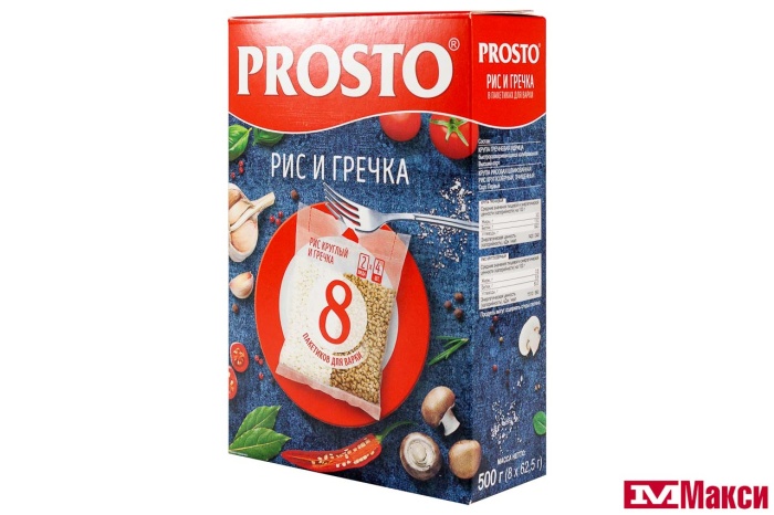 КРУПА РИС & ГРЕЧА "PROSTO" 500Г ВАРОЧНЫЕ ПАКЕТЫ (АНГСТРЕМ)