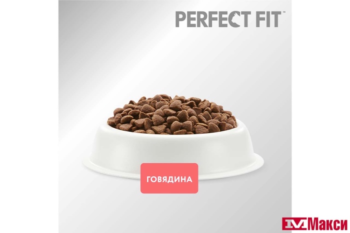 КОРМ ДЛЯ КОШЕК СУХОЙ "PERFECT FIT" В АССОРТИМЕНТЕ 650Г ПАКЕТ(для взрослых кошек с говядиной)