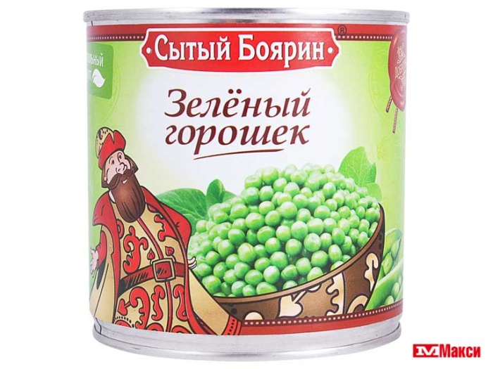 горошек зеленый консервированный "сытый боярин" 400гр ж/б