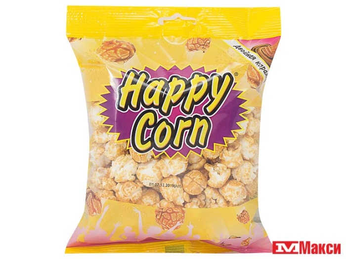 Happy corn. Happy Corn попкорн двойная карамель 80гр. Воздушная кукуруза Happy Corn 80гр двойная карамель (1/30) (ЕВРОФУДС) М/уп. Попкорн бумс карамель 80г. Хэппи Корн карамель попкорн 80 гр.