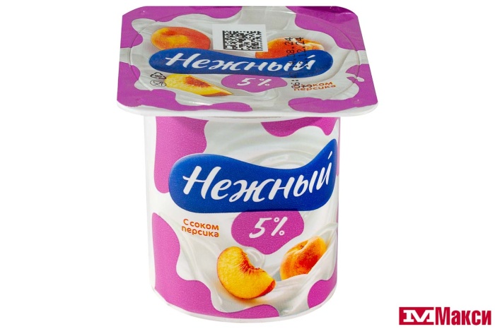 ЙОГУРТНЫЙ ПРОДУКТ "НЕЖНЫЙ" СЛИВОЧНЫЙ 5% 100Г СТАКАН (CAMPINA) (БЗМЖ)(с соком персика)