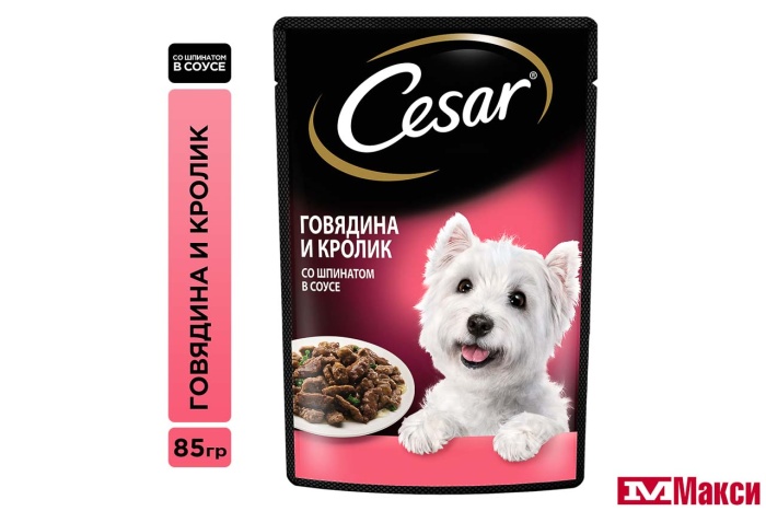 КОРМ ДЛЯ СОБАК "CESAR" 85Г ПАУЧ(говядина и кролик со шпинатом)