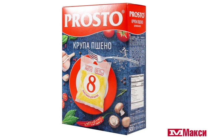 КРУПА ПШЕНО "PROSTO" 500Г ВАРОЧНЫЕ ПАКЕТЫ (АНГСТРЕМ)