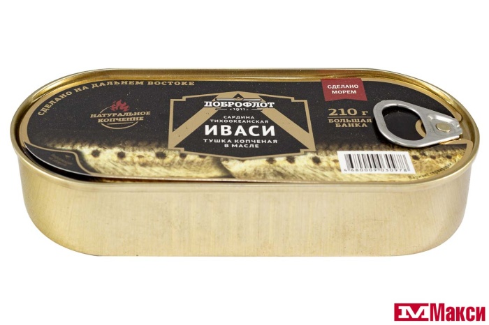 САРДИНА (ДОБРОФЛОТ) ТИХООКЕАНСКАЯ ИВАСИ ТУШКА КОПЧЕНАЯ В МАСЛЕ 210Г Ж/Б