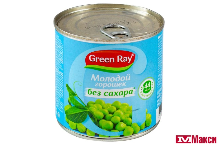 ГОРОШЕК ЗЕЛЕНЫЙ "МОЛОДОЙ" БЕЗ САХАРА 425МЛ Ж/Б (GREEN RAY)