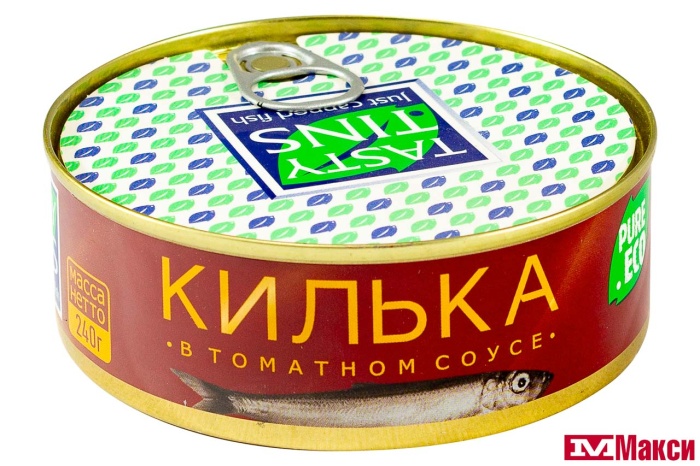 КИЛЬКА "TASTY TINS" ОБЖАРЕННАЯ В ТОМАТНОМ СОУСЕ 240Г Ж/Б КЛЮЧ