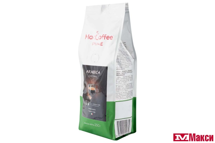 КОФЕ В ЗЕРНАХ "МАК КОФЕ" ПЬЮР АРАБИКА КРЕМА 250Г