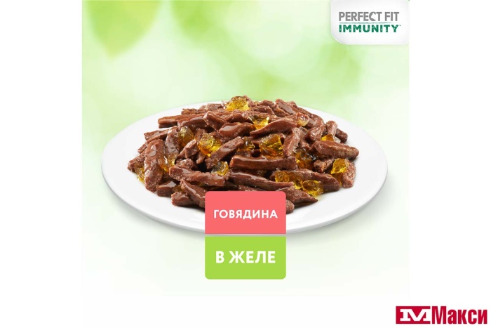 КОРМ Д/КОШЕК "PERFECT FIT" ИММУНИТЕТ Д/ВЗРОСЛЫХ КОШЕК 75Г ПАУЧ(говядина, лён)