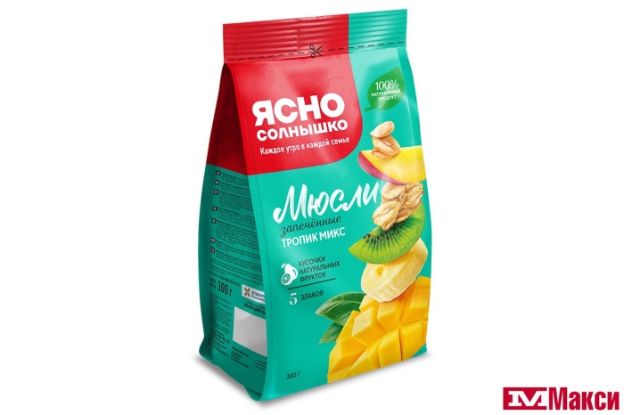 МЮСЛИ "ТРОПИК МИКС" ЗАПЕЧЕННЫЕ 300Г (ЯСНО СОЛНЫШКО) 