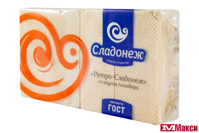 ВАФЛИ "РЕТРО-СЛАДОНЕЖ" СО ВКУСОМ ПЛОМБИРА 500Г (СЛАДОНЕЖ)