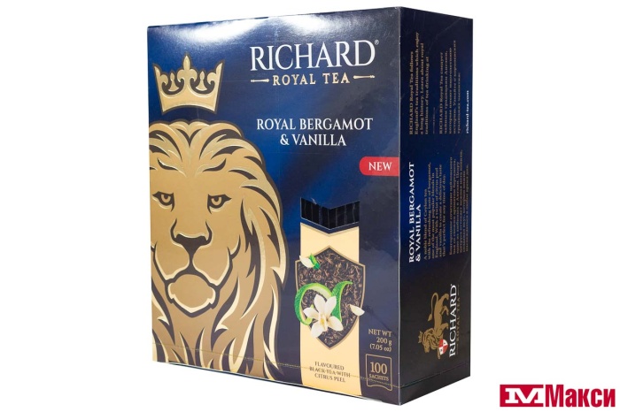 ЧАЙ "RICHARD" ROYAL BERGAMOT & VANILLA ЧЕРНЫЙ 100 ПАКЕТИКОВ (МАЙ)