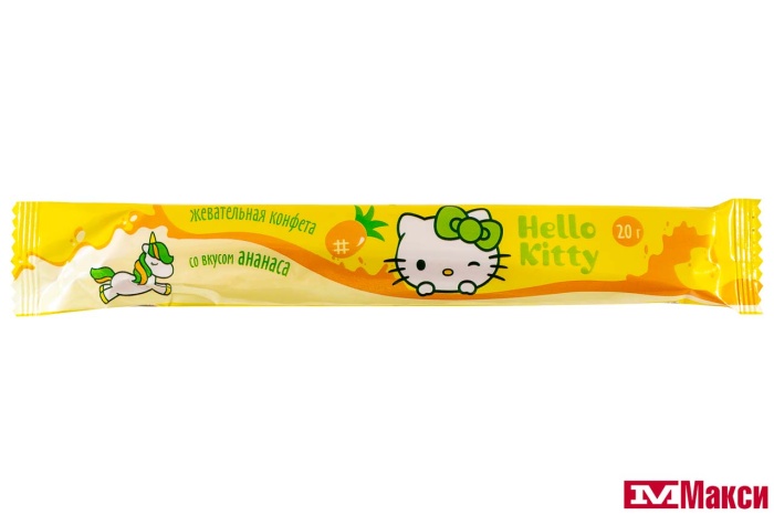 ЖЕВАТЕЛЬНАЯ КОНФЕТА "HELLO KITTY" СО ВКУСАМИ ВИШНИ,МАЛИНЫ,АНАНАСА,ЕЖЕВИКИ 20Г