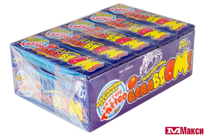 ЖЕВАТЕЛЬНАЯ РЕЗИНКА АССОРТИ 28Г (BARABOOM)