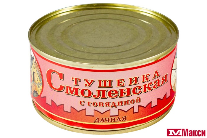 ТУШЕНКА "СМОЛЕНСКАЯ" С ГОВЯДИНОЙ ДАЧНАЯ 325Г Ж/Б (СОВОК)