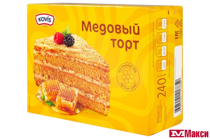 ТОРТ БИСКВИТНЫЙ "KOVIS" МЕДОВЫЙ 240Г (РАМЕНСКИЙ КК)