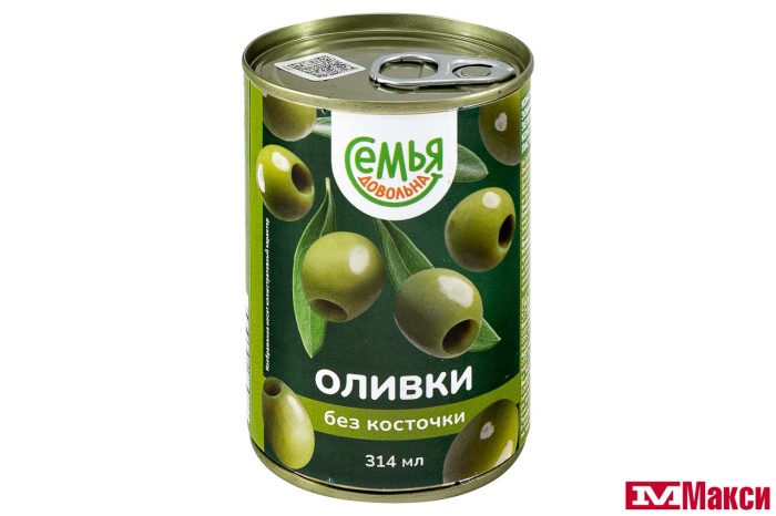 ОЛИВКИ "СЕМЬЯ ДОВОЛЬНА" БЕЗ КОСТОЧКИ 300Г Ж/Б