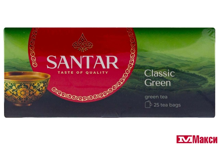 ЧАЙ "SANTAR" CLASSIC GREEN ЗЕЛЕНЫЙ 25 ПАКЕТИКОВ (МАЙ)