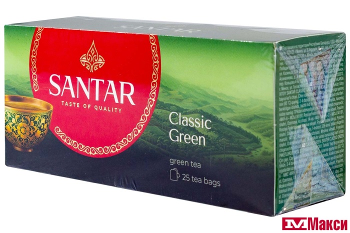 ЧАЙ "SANTAR" CLASSIC GREEN ЗЕЛЕНЫЙ 25 ПАКЕТИКОВ (МАЙ)