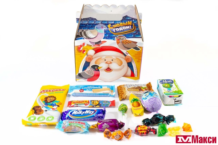 НОВОГОДНИЙ ПОДАРОК "КОРМУШКА.СОЗЫВАЙ ДРУЗЕЙ" КАРТОН 400Г (МАКСИ)