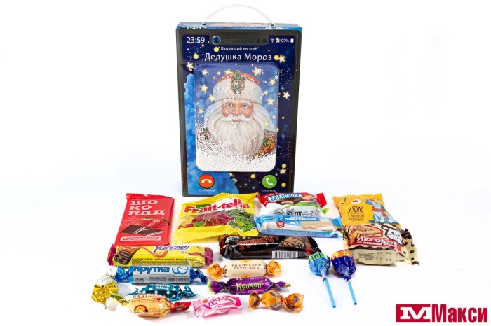 НОВОГОДНИЙ ПОДАРОК "СМАРТФОН.АЙ-ДА-ФОН" КАРТОН 500Г (МАКСИ)