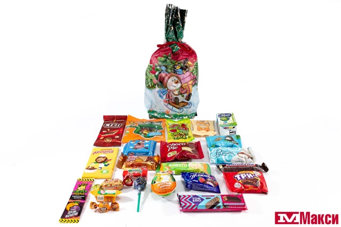 НОВОГОДНИЙ ПОДАРОК "НА САНОЧКАХ" ПАКЕТ 800Г (МАКСИ)