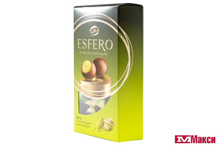 ШОКОЛАДНЫЕ КОНФЕТЫ "ESFERO" ИЗ МОЛОЧНОГО ШОКОЛАДА СО ВКУСОМ ФИСТАШКИ 186Г (КОНТИ)