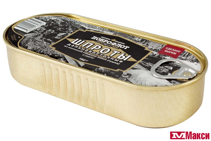 ШПРОТЫ "ДАЛЬНЕВОСТОЧНЫЕ" ИЗ КОПЧЕНОЙ САРДИНЫ В МАСЛЕ 190Г Ж/Б (ДОБРОФЛОТ)