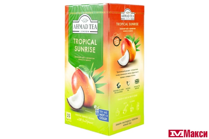 ЧАЙ "AHMAD TEA" ТРОПИЧЕСКИЙ РАССВЕТ ЗЕЛЕНЫЙ 25 ПАКЕТИКОВ