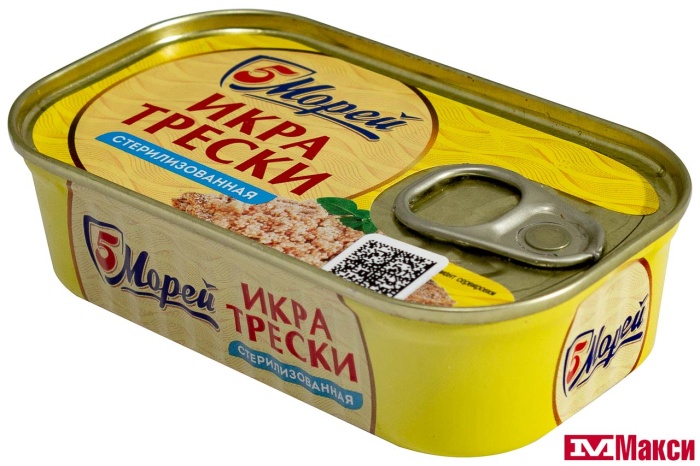 ИКРА ТРЕСКИ АТЛАНТИЧЕСКОЙ "5 МОРЕЙ" 120Г Ж/Б 