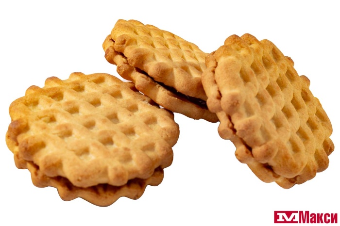 ПЕЧЕНЬЕ "ДОМАШНИЕ ВАФЕЛЬКИ" С МАЛИНОВОЙ НАЧИНКОЙ (ДЫМКА)