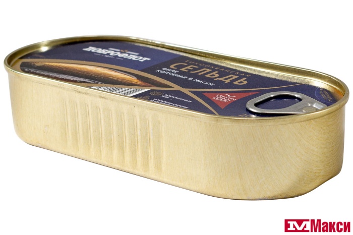 СЕЛЬДЬ "ДОБРОФЛОТ" КОПЧЕНАЯ В МАСЛЕ 200Г Ж/Б