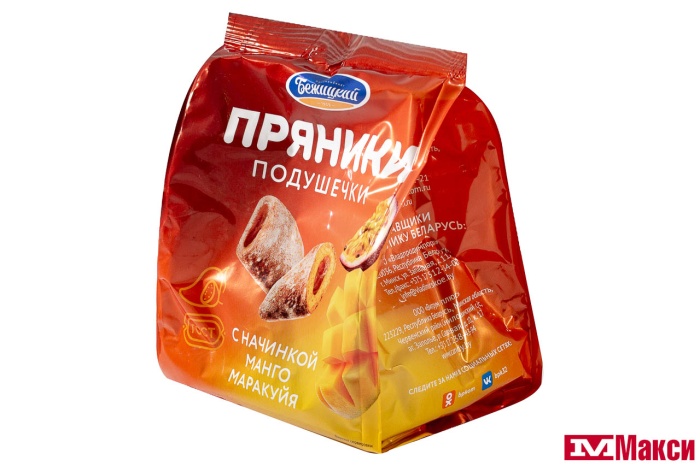 ПРЯНИКИ "ПОДУШЕЧКИ" С НАЧИНКОЙ МАНГО-МАРАКУЙЯ 300Г (ПК БЕЖИЦКИЙ)