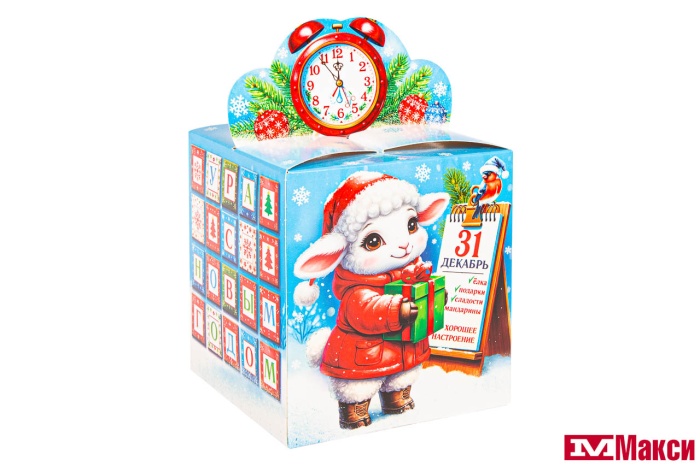 НОВОГОДНИЙ ПОДАРОК "ЧАСИКИ СПЕШАТ" КАРТОН 150Г (МАКСИ)