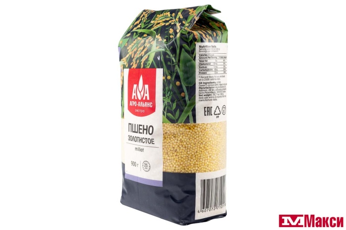КРУПА ПШЕНО ЭЛИТНОЕ 900Г ПАКЕТ (АГРОАЛЬЯНС) 