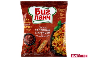 ЛАПША БЫСТРОГО ПРИГОТОВЛЕНИЯ "БИГ ЛАНЧ" 75Г (КУХНЯ БЕЗ ГРАНИЦ)(паприкаш с курицей и острым перцем)