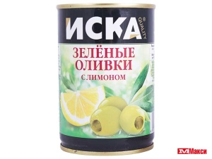 ОЛИВКИ ЗЕЛЕНЫЕ С НАЧИНКОЙ 300МЛ  (ISKA) (фаршированные лимоном)