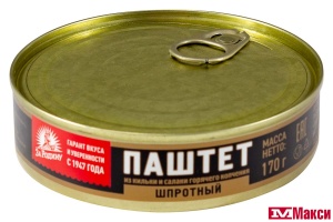 ПАШТЕТ ШПРОТНЫЙ "ЗА РОДИНУ" ИЗ БАЛТИЙСКОЙ КИЛЬКИ И САЛАКИ 170Г Ж/Б КЛЮЧ