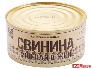 СВИНИНА ТУШЕНАЯ В ЖЕЛЕ 325Г Ж/Б (АТРУС)