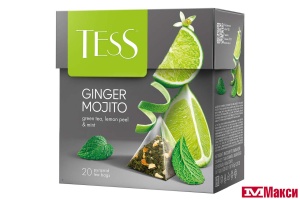 ЧАЙ "TESS" GINGER MOJITO ЗЕЛЕНЫЙ С ЦЕДРОЙ ЛИМОНА И МЯТОЙ 20 ПАКЕТИКОВ-ПИРАМИДОК (ОРИМИ-ТРЭЙД)