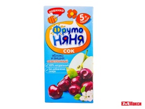 СОК "ФРУТОНЯНЯ" 0,2Л ПАКЕТ (ПРОГРЕСС) (ДЕТСКОЕ ПИТАНИЕ)(яблоко-вишня осветленный)