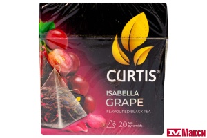 ЧАЙ "CURTIS" ИЗАБЕЛЛА ГРЕЙП ЧЕРНЫЙ С ЛЕПЕСТКАМИ ЦВЕТОВ, КУСОЧКАМИ И АРОМАТОМ ВИНОГРАДА 20 ПИРАМИДОК (МАЙ)