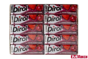 ЖЕВАТЕЛЬНАЯ РЕЗИНКА "DIROL" ПОДУШЕЧКИ 13,6Г (МОН' ДЭЛИС РУСЬ)(клубника и черешня)