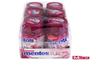 ЖЕВАТЕЛЬНАЯ РЕЗИНКА "MENTOS" ПЬЮР ФРЭШ 54Г (VAN MELLE)(вишня)