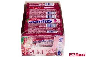ЖЕВАТЕЛЬНАЯ РЕЗИНКА "MENTOS" ПЬЮР ФРЭШ 15,5Г (VAN MELLE)(вишня)