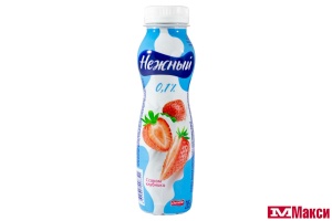 НАПИТОК ЙОГУРТНЫЙ С СОКОМ "НЕЖНЫЙ" 0,1% 285Г (CAMPINA) (БЗМЖ)(клубника)