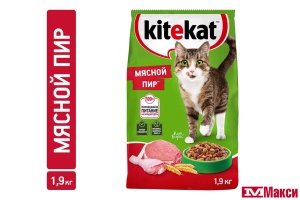 КОРМ ДЛЯ КОШЕК СУХОЙ "КИТИКЕТ" В АССОРТИМЕНТЕ 1,9КГ ПАКЕТ(мясной пир)