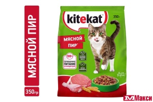 КОРМ ДЛЯ КОШЕК СУХОЙ "КИТИКЕТ" В АССОРТИМЕНТЕ 350Г ПАКЕТ(мясной пир)